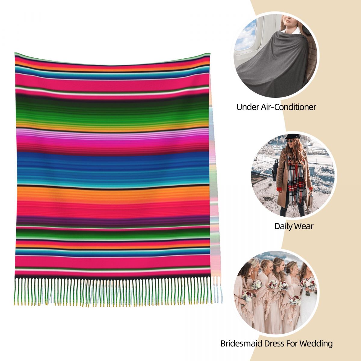 Mexican Blanket Striped Fiesta - огляд і ціна Woven Scarf Blanket